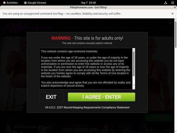 Filthyfemdom.com Sign Up Page