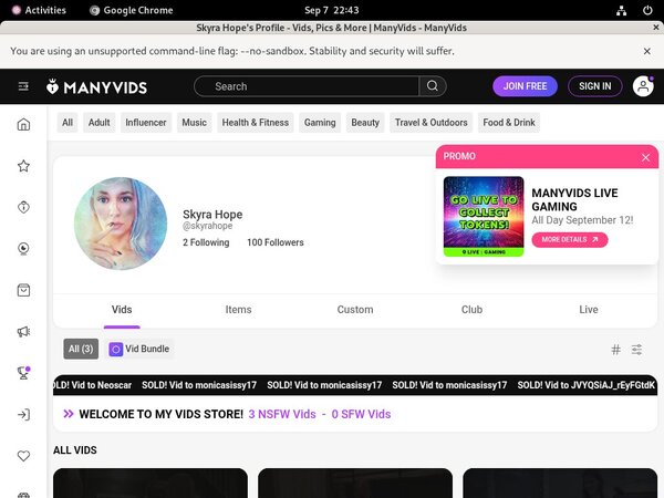 Manyvids.com Checkout Form